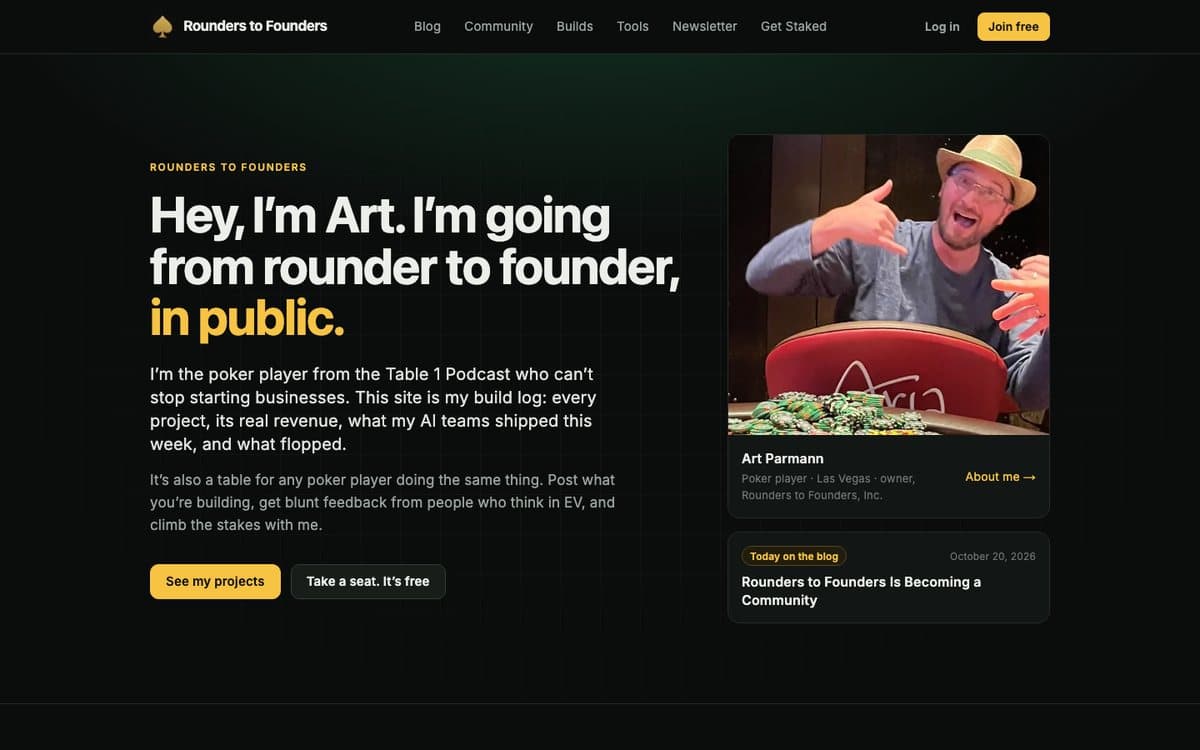 Rounders to Founders homepage